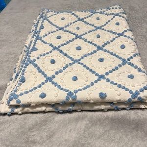 Vintage blueberry pops white hand tufted chenille fabric , 45  x 66 inches